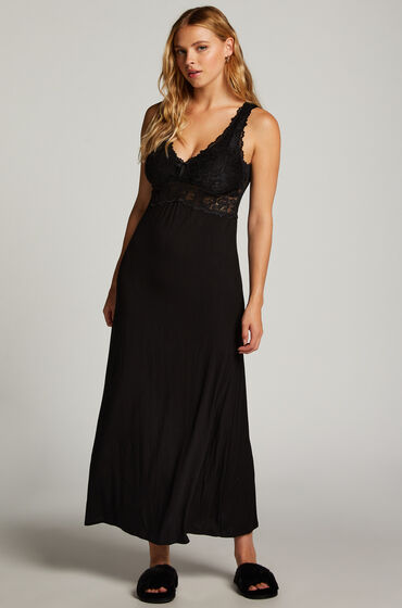 Hunkemöller Natkjole Nora Lace Long Sort