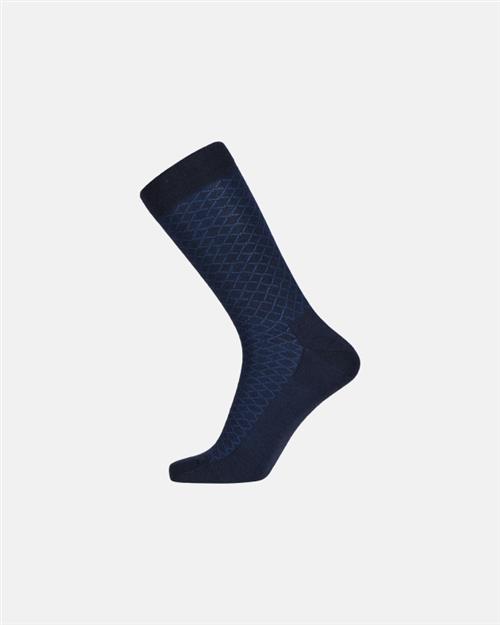 Strømper "no elastic" | Uld | Navy med mønster