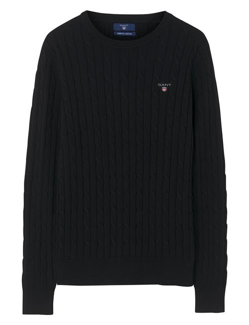 Se GANT Stretch Cotton Cable C-Neck GANT Black ved Booztlet