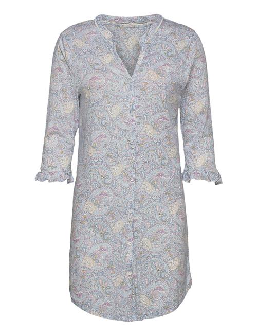 Lauren Ralph Lauren Homewear Lrl 3/4 Sl. Sleepshirt V/Flounce Bluemulti Lauren Ralph Lauren Homewear Blue