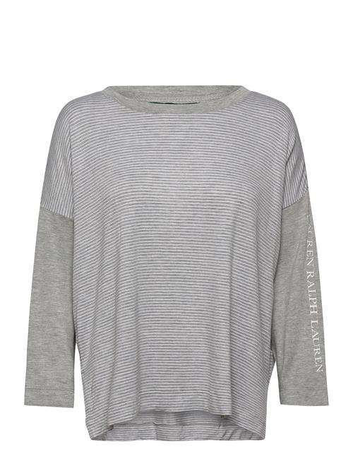 Lauren Ralph Lauren Homewear Lrl Top W/Logo Screenprint Long Sl. Grey Htr Stripe Lauren Ralph Lauren Homewear Grey