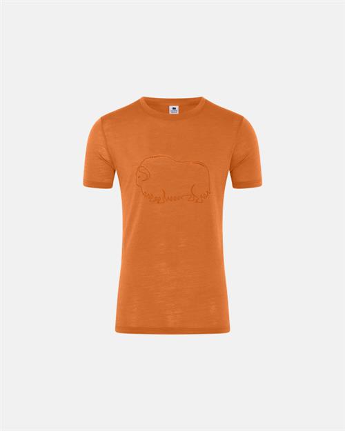 T-shirt | 100 økologisk uld | Orange m. print