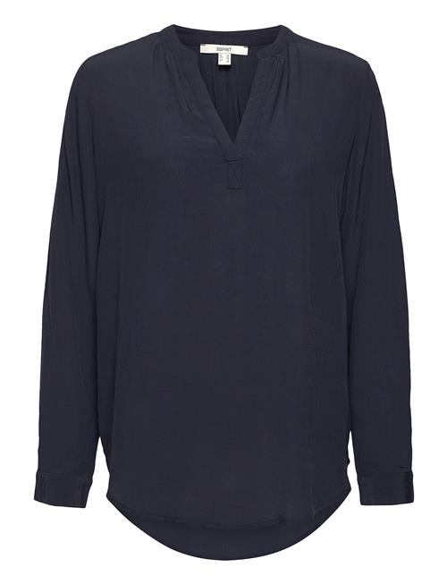 Se Esprit Casual Blouse Made Of Lenzing™ Ecovero™ Viscose Esprit Casual Blue ved Booztlet