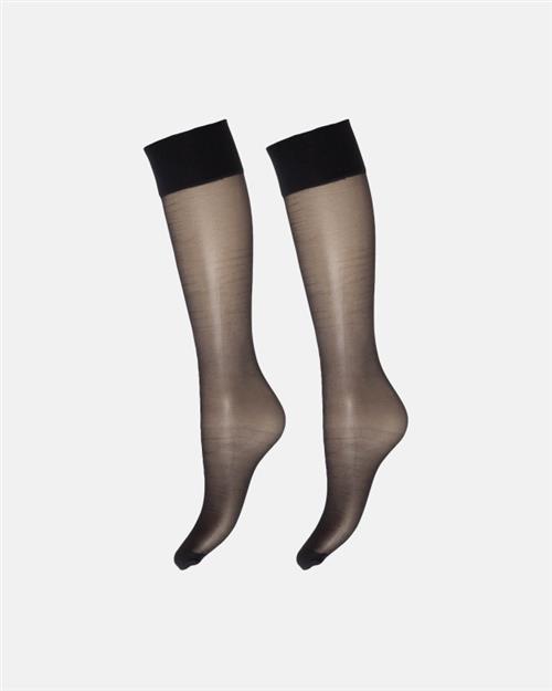 Knælang strømpe "Silk look" 2-pak | 20 denier | Sort