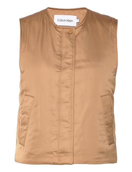 Calvin Klein Minimal Padded Satin Vest Calvin Klein Beige