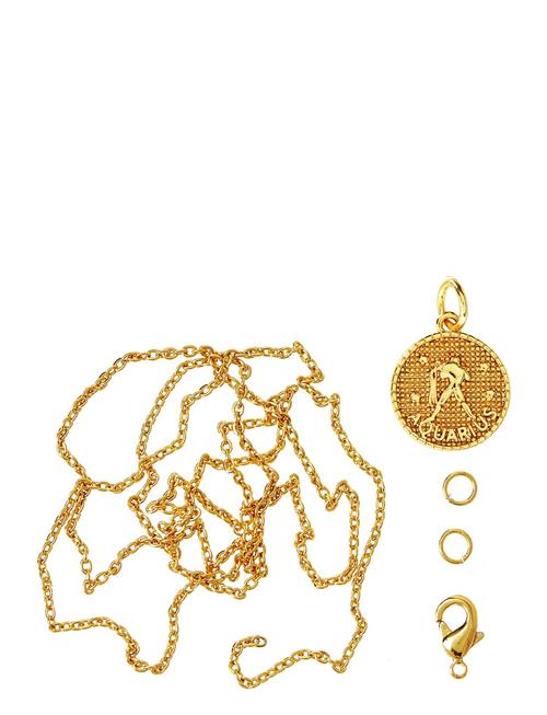 Me & My Box Zodiac Coin Pendant And Chain Set, Aquarius Me & My Box Gold