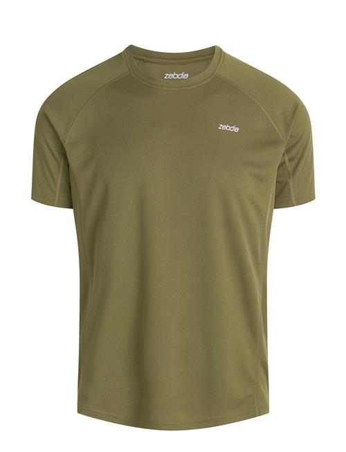Mens Sports T-Shirt With Chest Print ZEBDIA Khaki