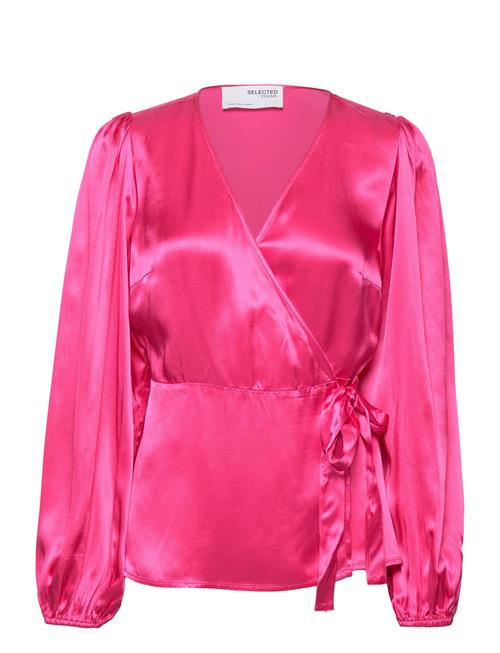 Se Selected Femme Slfeva-Fanni Ls Wrap Top Ex Selected Femme Pink ved Booztlet