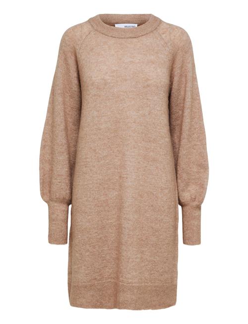 Selected Femme Slflulu Ls Knit Dress O-Neck B Noos Selected Femme Beige