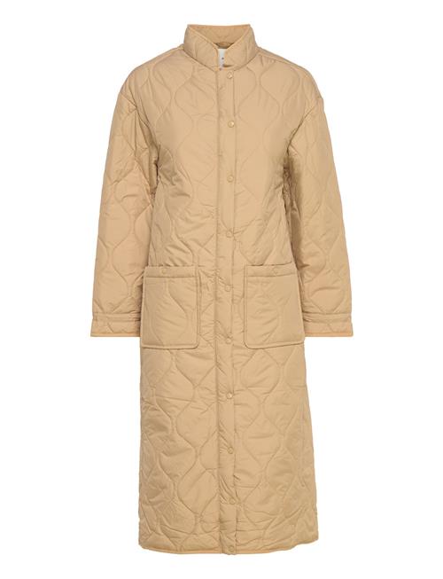 Objline Long Quilted Jacket Object Beige