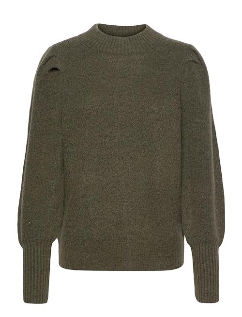 Se Selected Femme Slflinna-Mia Ls Knit O-Neck B Selected Femme Khaki ved Booztlet