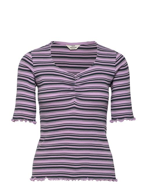 Se Mads Nørgaard 2X2 Cotton Stripe Tinna Tee Mads Nørgaard Patterned ved Booztlet