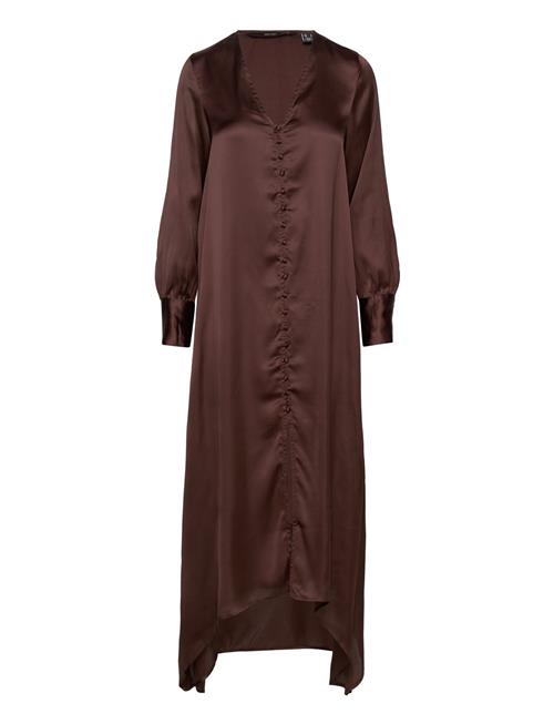 Vero Moda Vmemma Ls Long Satin Button Dress Wvn Vero Moda Brown