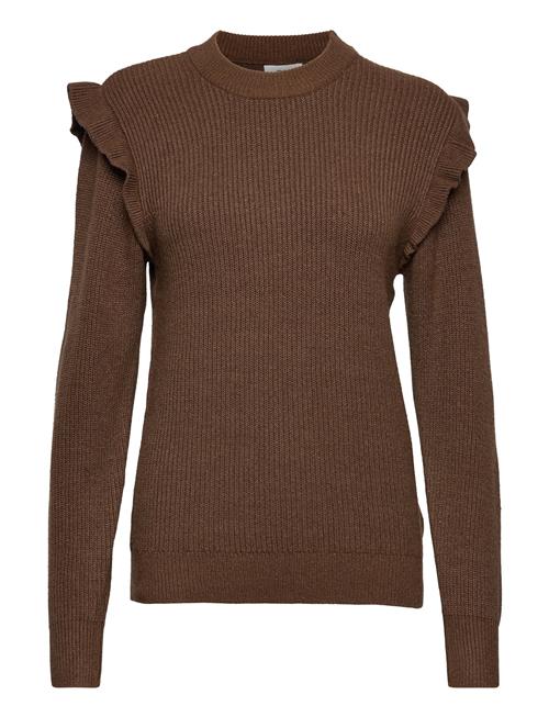 Object Objmalena L/S Ruffle Pullover Object Brown