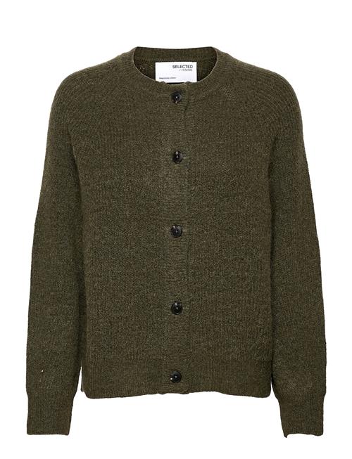 Slflulu Ls Knit Short Cardigan Noos Selected Green