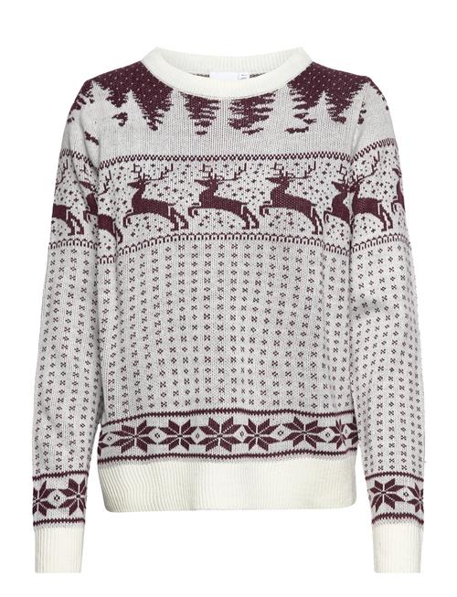 Se Vila Vicomet L/S Christmas Knit Top/Ka Vila White ved Booztlet