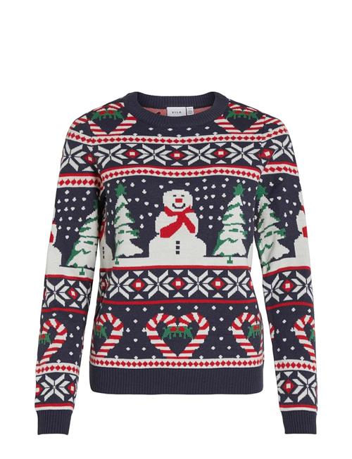 Vila Vianna L/S Snowman Christmas Knit Top/Ka Vila Patterned