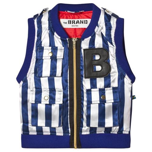 Se The BRAND Bomber Vest Blå/Hvid Stribet | Blå | 80/86 cm ved Babyshop