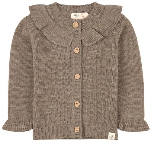 Se Little Jalo Flounce Strikket Cardigan Wood Brown | Brun | 56 cm ved Babyshop