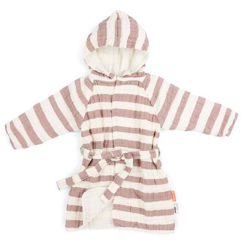 Se Done by Deer GOTS Stribet Badekåbe Powder | Lyserød | 3-4 years ved Babyshop