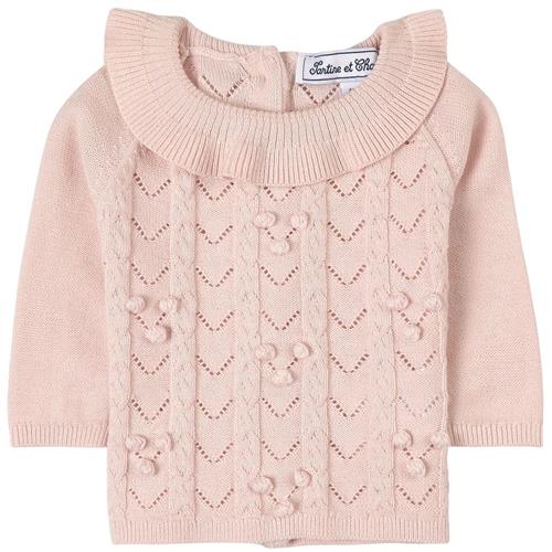 Se Tartine et Chocolat Pom Pom Cardigan Lyserød | Lyserød | 3 months ved Babyshop