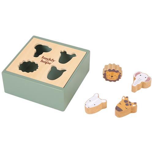 Se Buddy & Hope FSC 100% Sorteringsboks Med Vilde Dyrer | Grønn | 1-2 years ved Babyshop