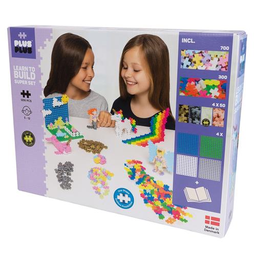 Plus-Plus 1200-Piece Plus-Plus® Pastel Learn To Build Super Sæt | Lilla | 6-10