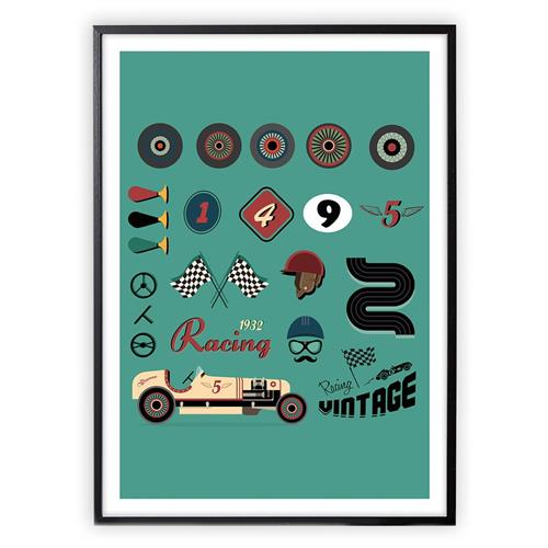 Se XO Posters Retro Theme Plakat | Grønn | 0 ved Babyshop