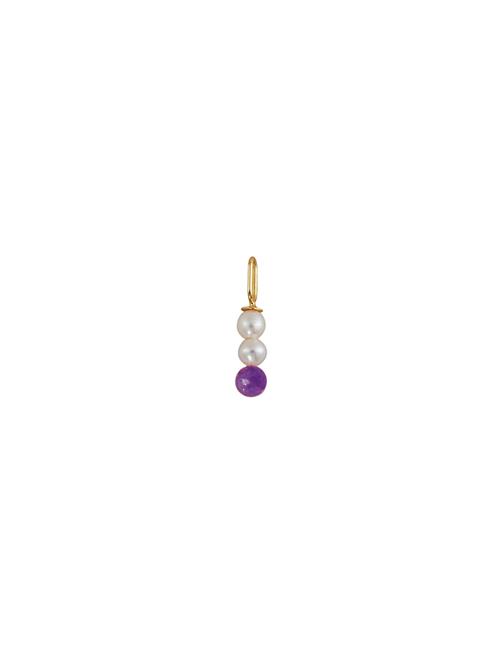 Design Letters Pearl Stick Charm 4Mm Gold Plated Design Letters Purple