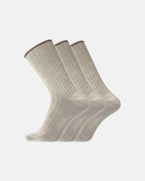 Strømper "no elastic" 3-pak | Uld | Lys sand