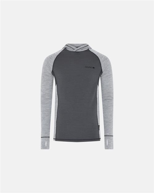 Langærmet t-shirt med hætte | 100 merino uld | Grå