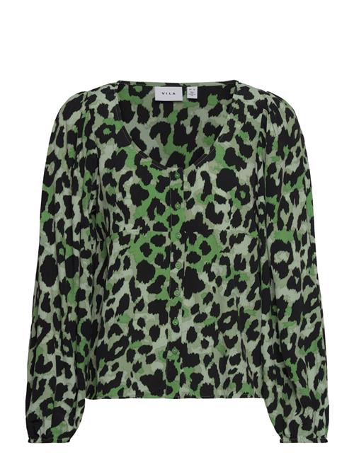 Vifini V-Neck L/S Top/Su - Noos Vila Green