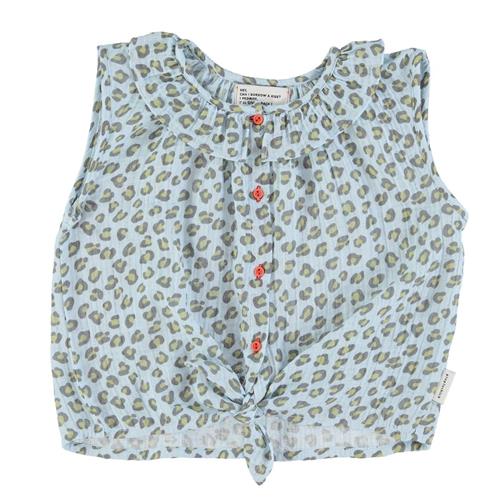 Se Piupiuchick Leopardmønstret Bluse Lyseblå | Blå | 4 years ved Babyshop