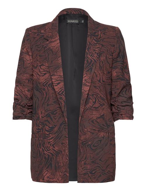 Se Soaked in Luxury Slshirley Printed Blazer Soaked In Luxury Brown ved Booztlet