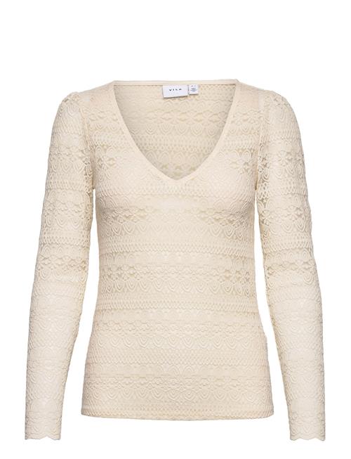 Vila Vichikka Lace V-Neck L/S Top - Noos Vila Cream