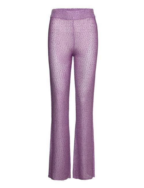 REMAIN Birger Christensen Sequin Knit Fitted Flared Pants REMAIN Birger Christensen Purple