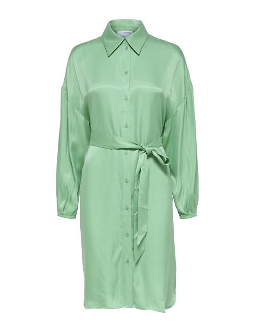 Selected Femme Slfirene-Tonia Ls Cupro Shirt Dress B Selected Femme Green