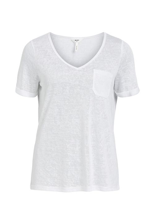 Object Objtessi Slub S/S V-Neck Noos Object White