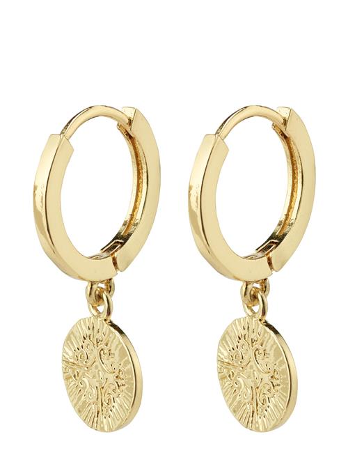 Se Pilgrim Nomad Coin Huggie Hoop Earrings Pilgrim Gold ved Booztlet