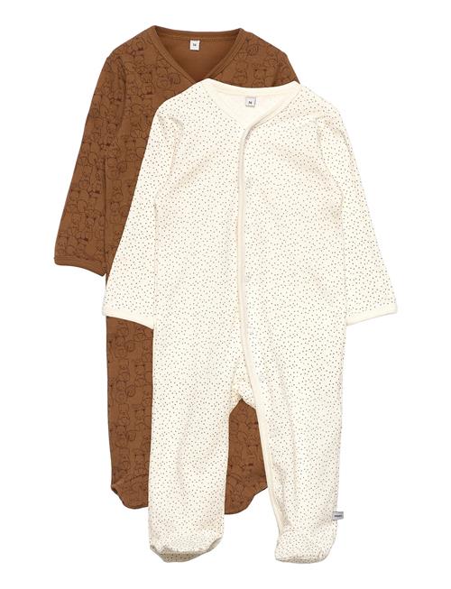 Pippi Nightsuit W/F -Buttons 2-Pack Pippi Brown