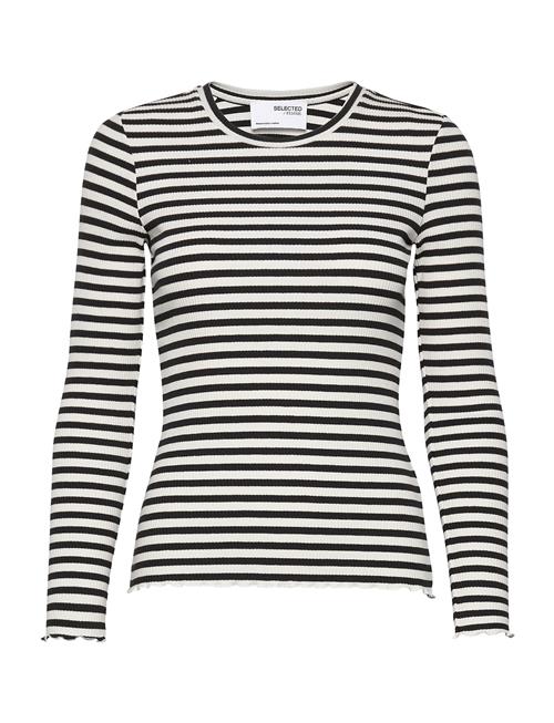 Slfanna Ls Crew Neck Tee Str S Selected Black