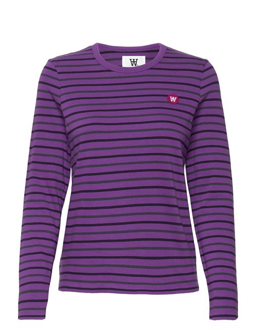 Double A by Wood Wood Moa Stripe Long Sleeve Gots Double A By Wood Wood Purple