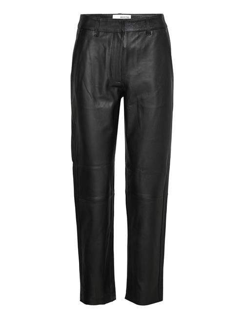 Slfmarie Mw Leather Pants B Noos Selected Black
