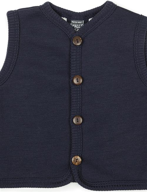 Vest, Merino Wool W. Buttons, Navy Smallstuff Navy