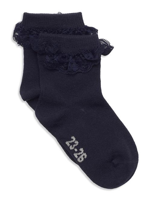 Minymo Ankle Sock W. Lace Minymo Blue