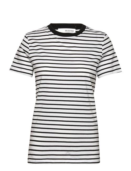 Se Slfmyessential Ss Stripe O-Neck Tee Noos Selected Black ved Booztlet