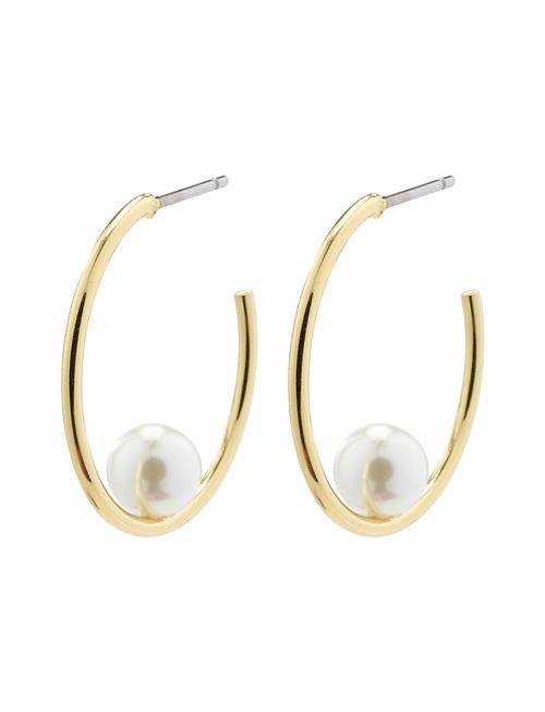 Se Pilgrim Eline Recycled Pearl Hoop Earrings Pilgrim Gold ved Booztlet