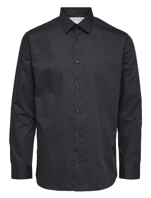 Slhslimethan Shirt Ls Classic Selected Homme Black