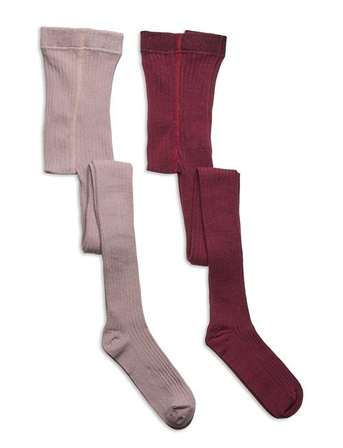 Minymo Stocking - Solid Rib 2-Pack Minymo Pink