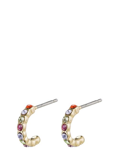 Brigitte Multicolored Crystal Half Hoops Pilgrim Gold